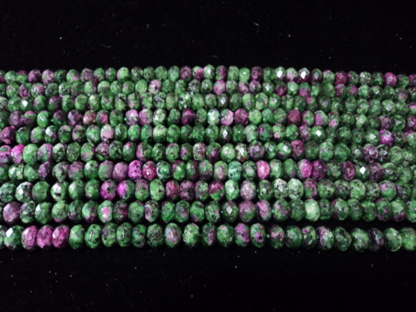 Ruby Zoisite Composite Faceted Rondelle 5x8mm 16 inch Strand