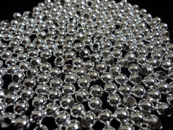 Seamless Silver Plated Round Spacer Beads. 100 PCS. 2.5, 3, 4, 5, 6, 8mm