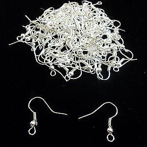 Silver Plated Ball and Coil Ear Wires. 100 Pieces. 50 Pairs