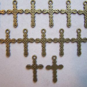 Tibetian Silver Bronze Color Lead Free Pewter Charms Cross 3