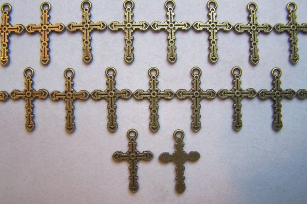 Tibetian Silver Bronze Color Lead Free Pewter Charms Cross 3