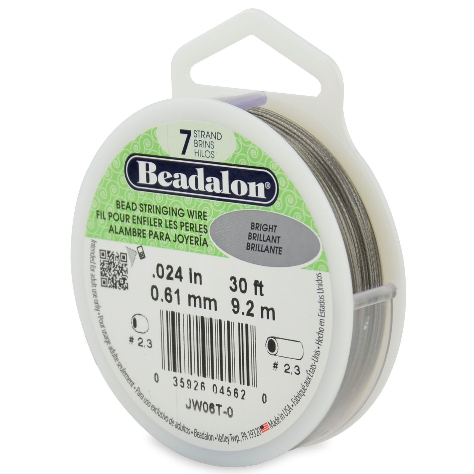 Beadalon Bead Stringing Wire. 30 FT Spool. Color is BRIGHT Sizes